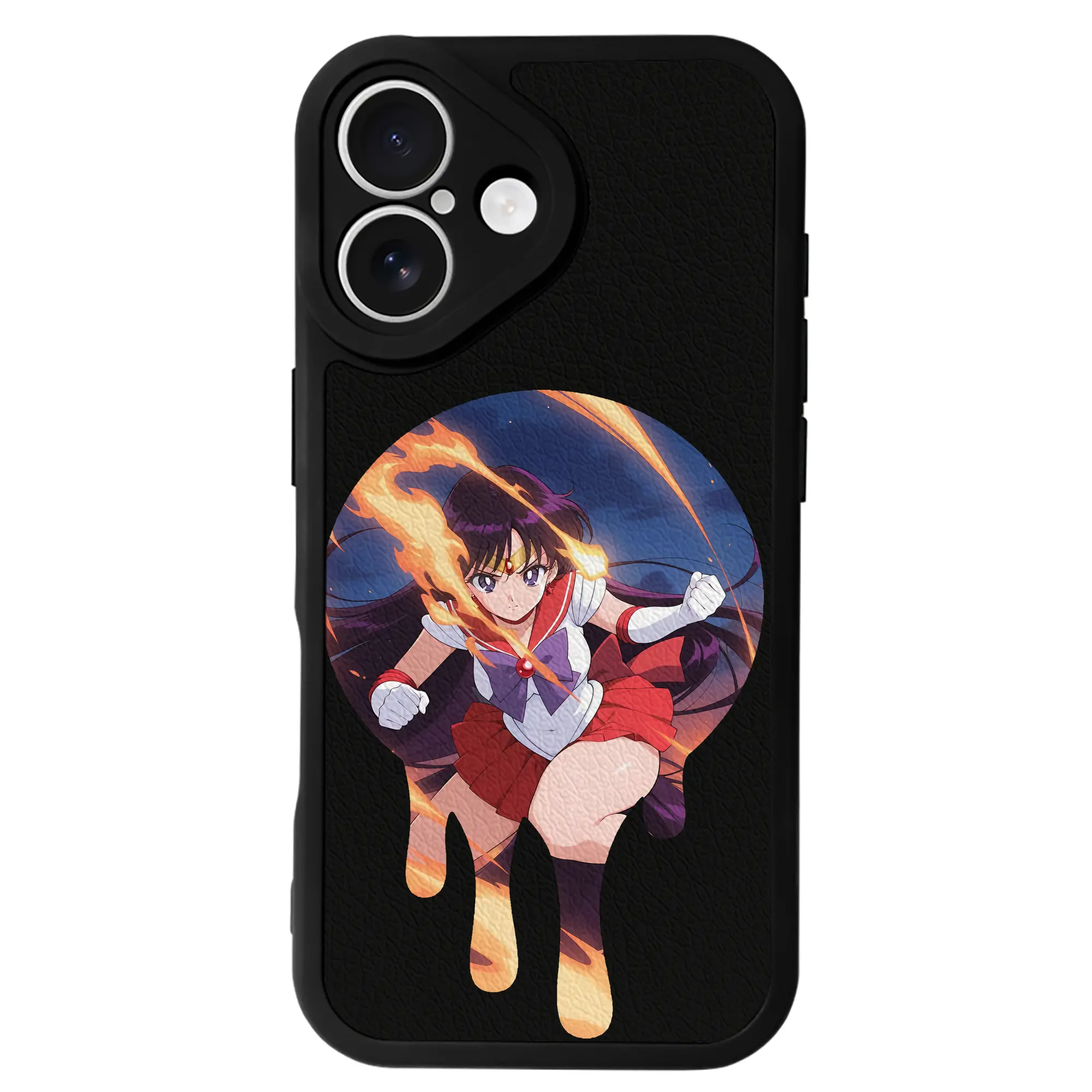 美少女戦士セーラームーン グッズ 火野 レイ - IPhone 16シリーズ対応 ・ シリコンスマホケース ・ レザー調 ・ 高精度フィット ・ 耐衝撃 ・ ワイヤレス充電対応 ・ 精密カット